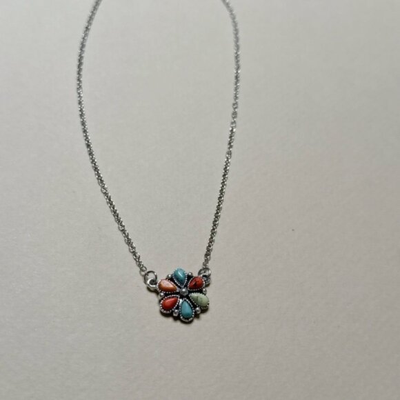 Boho Multicolor Floral Necklace N1707 - Picture 3 of 5